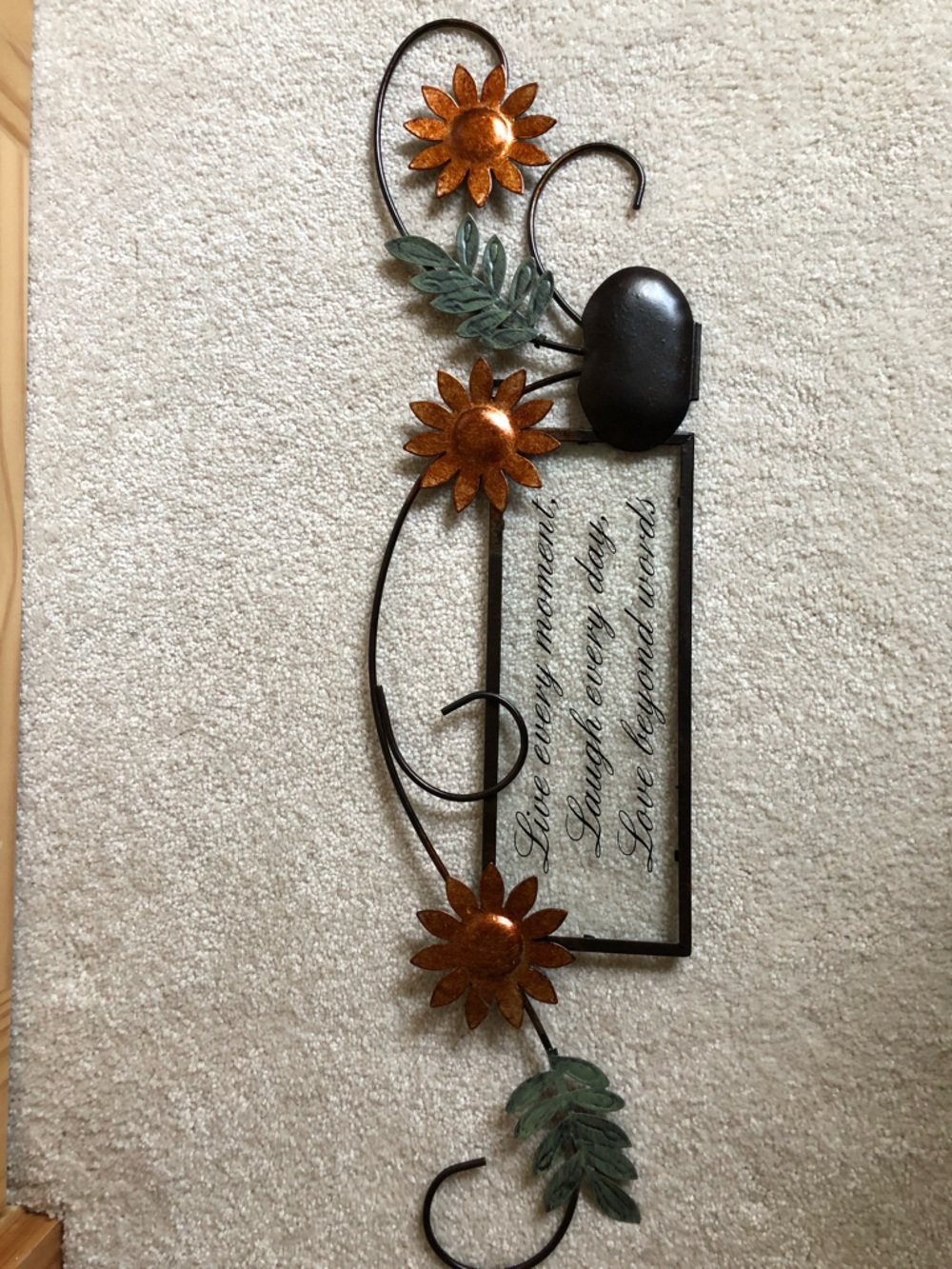 Metal LIVE EVERY MOMENT Sunflower Scrolling Wall Art Decor